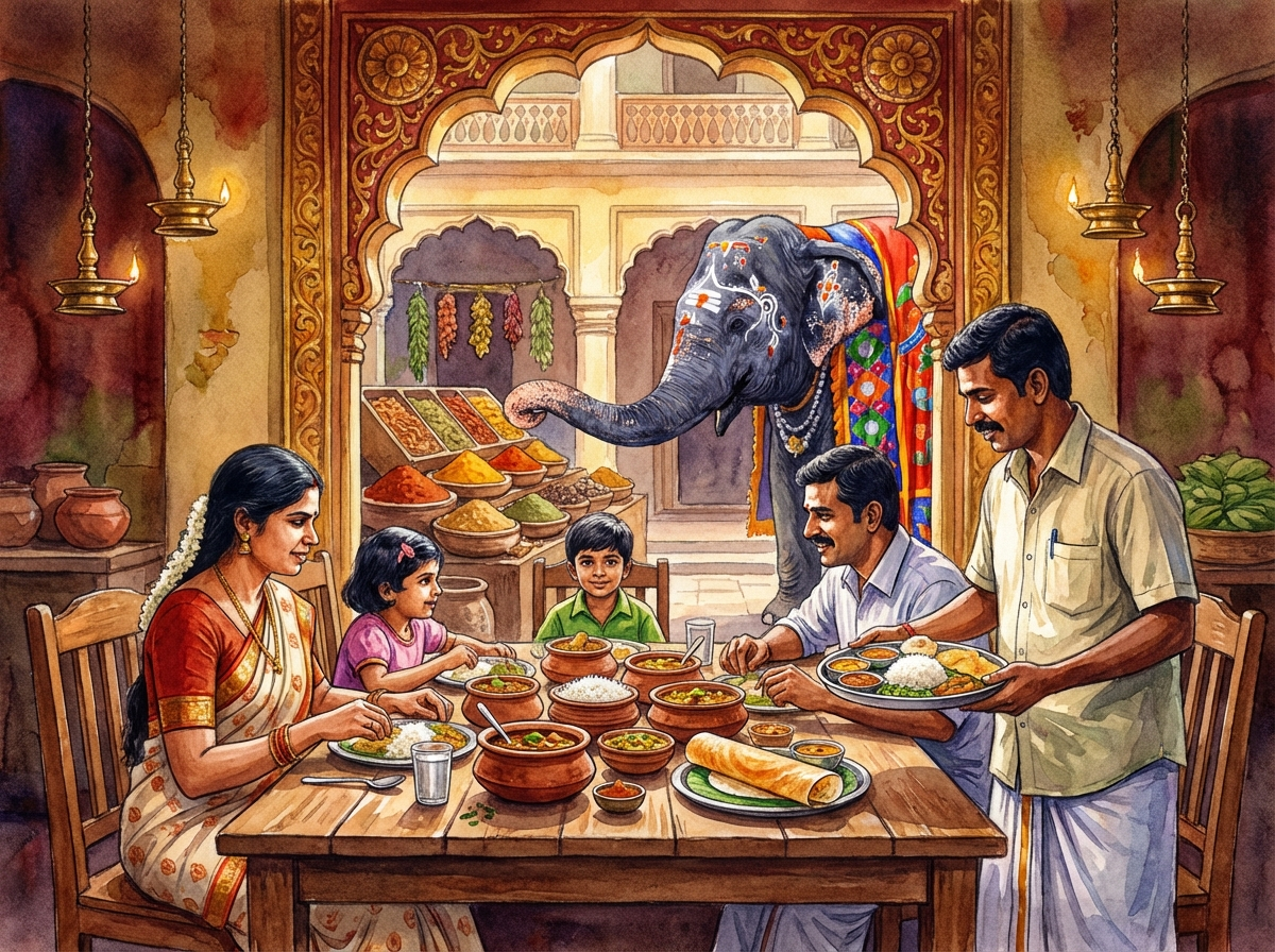 Family enjoying authentic Indian cuisine at Southern Spice